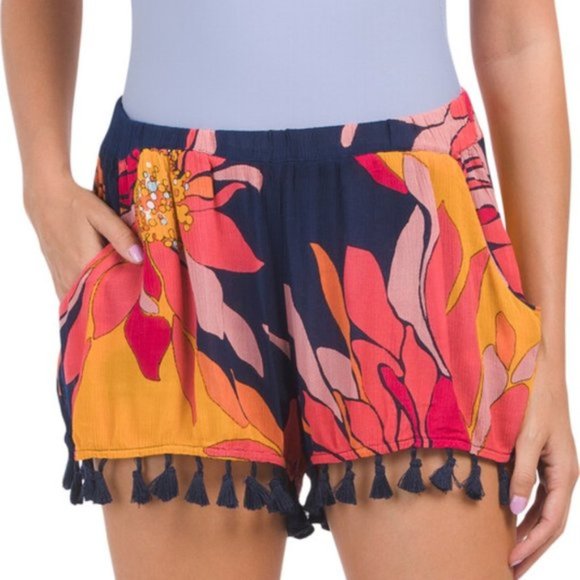 Trina Turk Swim Trina Turk Fringe Shorts Coverup Breeze Sz Sm Left